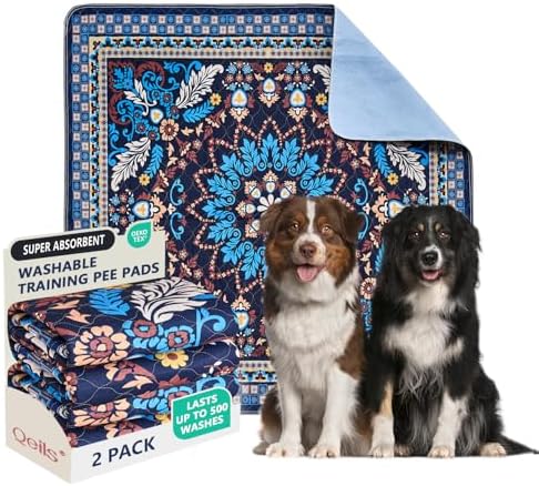 Qeils Washable Pee Pads, Super Absorbent Puppy Pads, 2 Pack 48"x48"