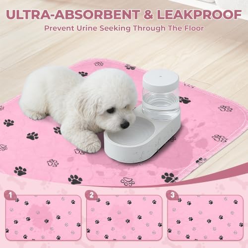 Fostanfly Reusable Puppy Pads, Washable & Absorbent, 18"x24"-2 Pack, Pink