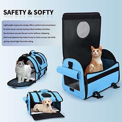 Mile High Life | Outdoor Travel Pet Carrier | Hiking Outdoor Dog Carrier Backpack | Collapsible Dog Carrier for Small Medium Dogs | Cat Crates w Breathable Mesh with Soft-Sided (Blue)