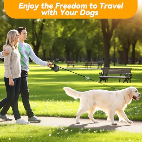 26ft Retractable Dog Leash for Large Dogs Up to 110lbs, Black