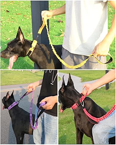 AUBELL Reflective Tactical Heavy Duty Dog Leash and Collar Set,Yellow M