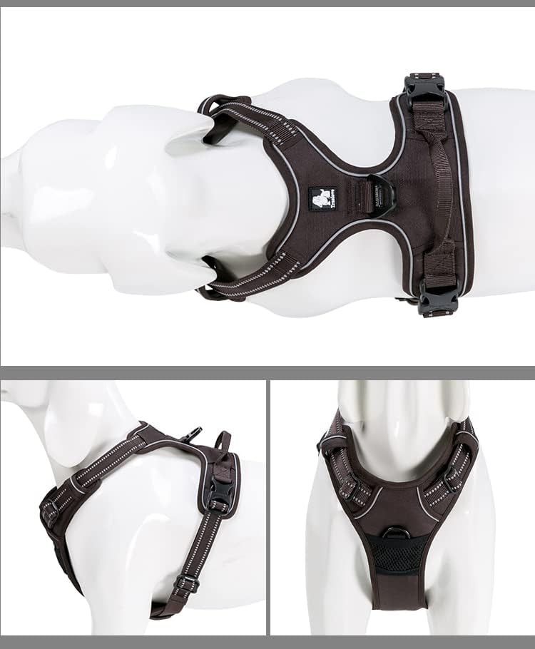 TRUE LOVE Adjustable No-Pull Dog Harness Reflective Pup Vest Harnesses Comfortable Control Brilliant Colors Truelove TLH5651(Brown,XL)