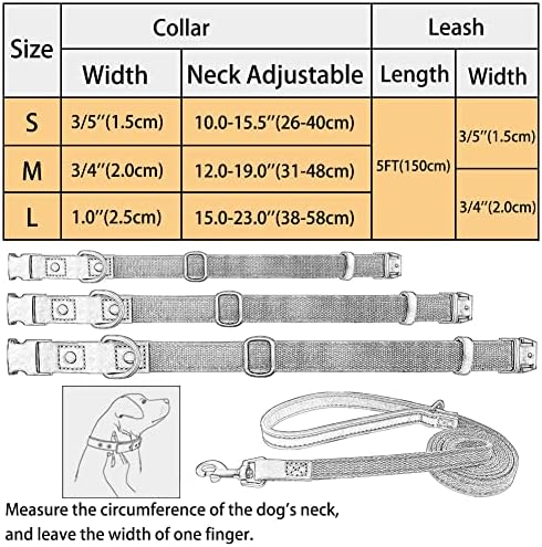 Personalized Dog Collar with Engraved Buckle for Small Medium Large Dogs, Custom Nylon & Genuine Leather Sewing Dog Collar with Name (M(3/4''*12''-19''),Navy)