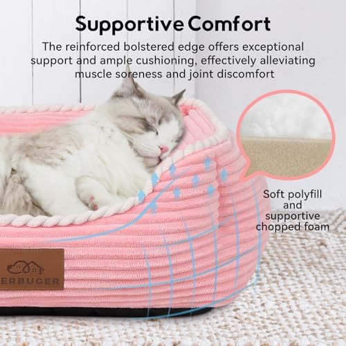 Zerbuger 30in Pink Rectangle Cat Dog Bed Machine Washable Sleeping Sofa