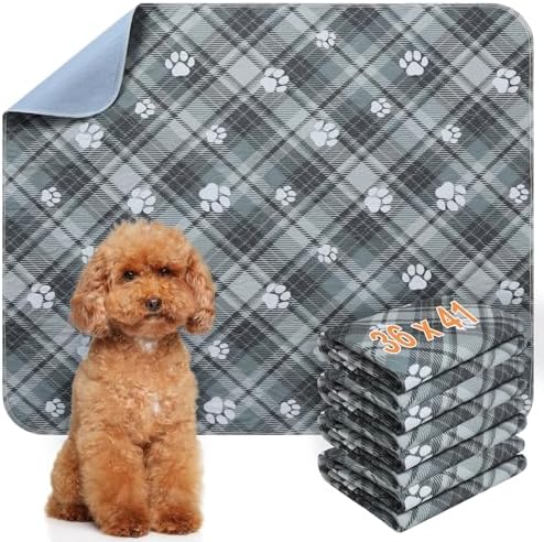 BEAUTYZOO 4 Pack Washable Pee Pads for Dogs,Reusable Puppy Pads 36x41 Plaid