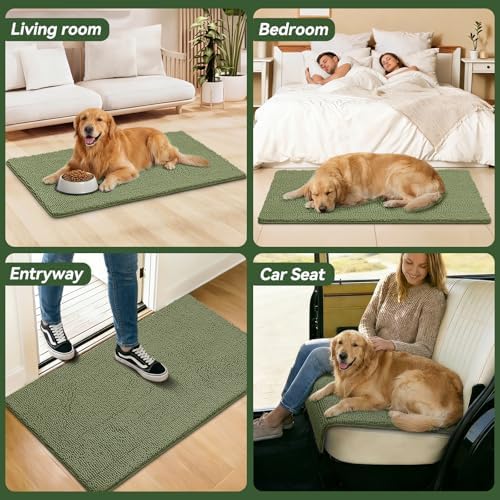 Bcoimo Super Absorbent Dog Door Mat, 48"*30" Anti Slip Mat for Muddy Paws
