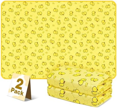 2'Pcs Washable Pee Pads, Reusable Puppy Pet Training Pads, Waterproof Dog Crate, Whelping Pad, Non-Slip Protects Against Urine Leakage Yellow Extra Large