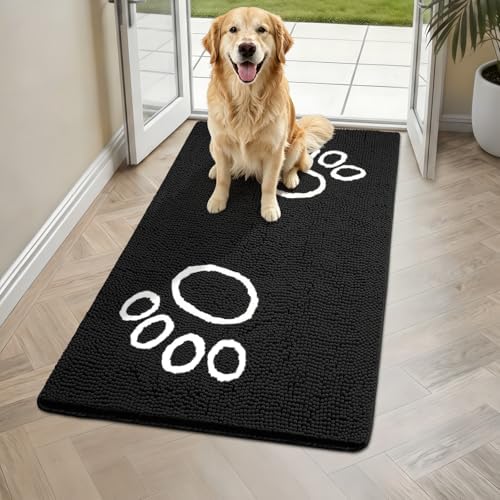 Bcoimo Super Absorbent Dog Door Mat, 48"*30" Anti Slip Mat for Muddy Paws