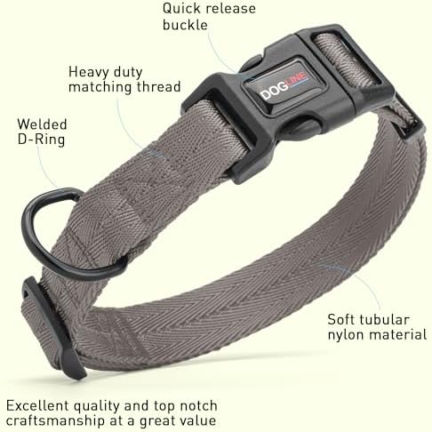 Dogline Grey Nylon Collar (W: 3/8" L: 9"-13")