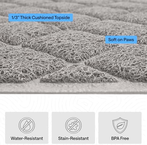 GORILLA GRIP Cat Litter Box Mat, Coiled Mesh Trapping Mats 35x23 Light Gray