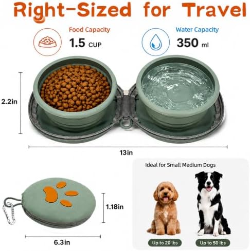 2-in-1 Collapsible Dog Travel Bowl Portable Silicone Carabiner