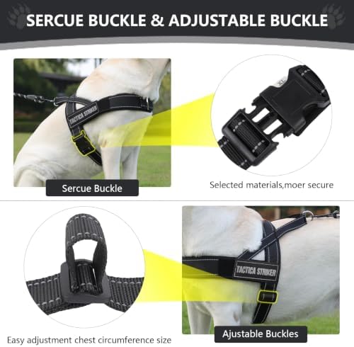 Dog Harness, Upgraded Escape Proof Adjustable Vest Puppy Outdoor Walking, Soft Breathable Jacket with Reflective Strips for Dark Night (Black, M)
