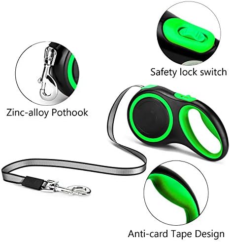 Segarty Retractable Dog Lead for Large Dogs, Pet Leash 26 Feet Long for Medium Large Pets Under 110Lbs, No Tangle Nylon Tape and 1 Button Break & Lock Heavy Duty Leads for Training Running