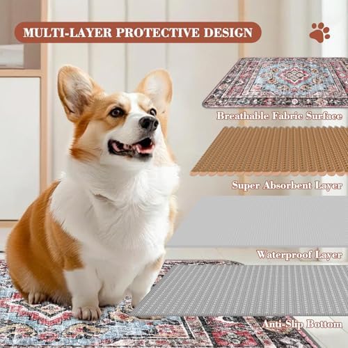 Washable Pee Pads for Dogs, 2 Pack Reusable Puppy Pads Absorbent Training Pads for Dogs Waterproof Dog Mat Non-Slip Whelping Pet Mat (Pink, 36“×24”-2Pack)
