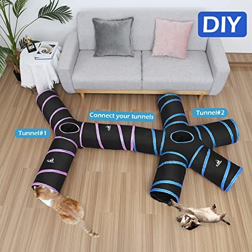 Pawaboo Cat Tunnel, Cat Tunnels for Indoor Cats, 5-Way Foldable Cats Tube