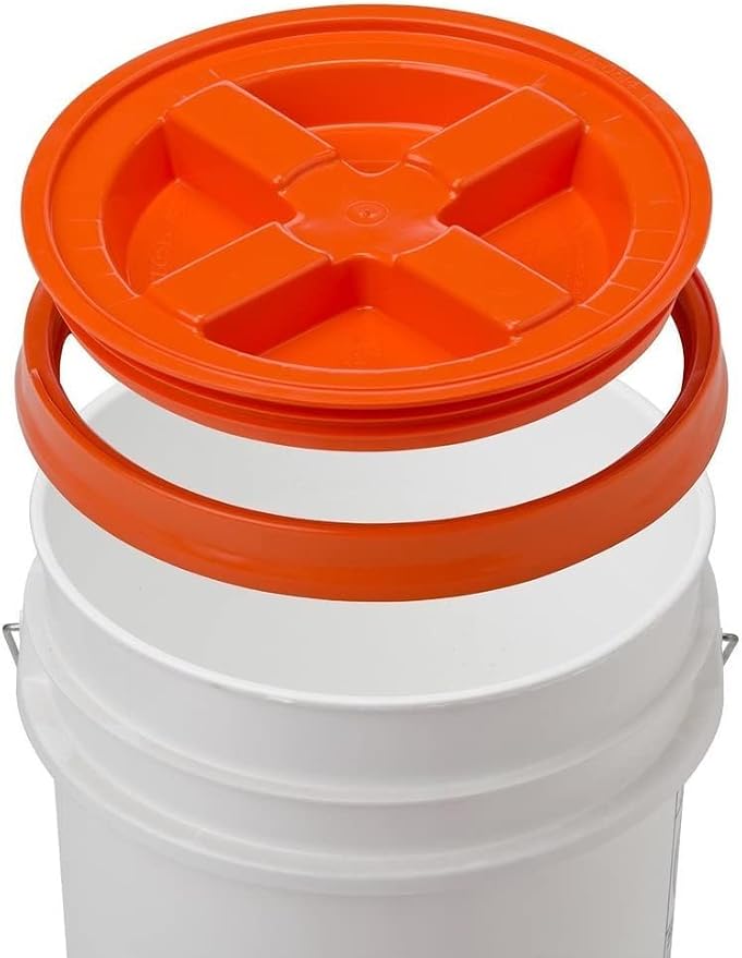 Gamma2 Gamma Seal Lid for Utility Buckets - Fits 3.5, 5, 6 & 7 gallon buckets, Orange, Made in USA