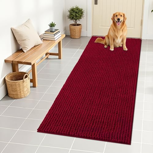 OLANLY Dog Door Mat for Muddy Paws 59x24, Extra Absorbent Chenille Mud Mat