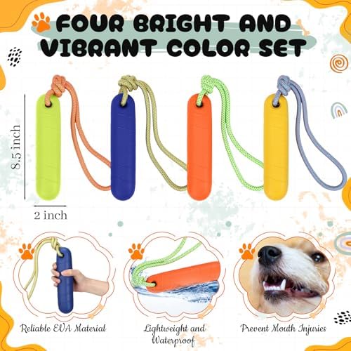 Skylety 4 Pack Floating Dog Toy with Rope Handle