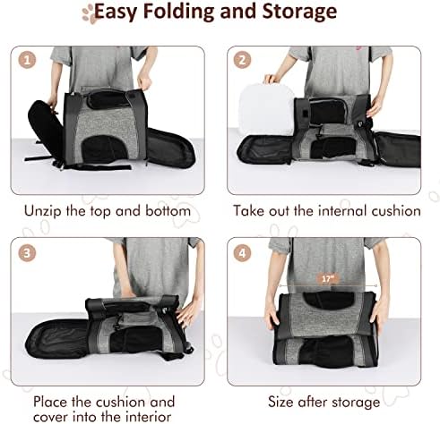 Tirrinia Two-Sided Entry Pet Backpack Travel Carrier for Cats & Small Dogs, Airline-Approved, Padded Back Support, Ideal for Hiking, Walking, Cycling & Outdoor Adventures
