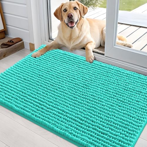 OLANLY Dog Door Mat for Muddy Paws 36x24, Extra Absorbent Chenille Mud Mat