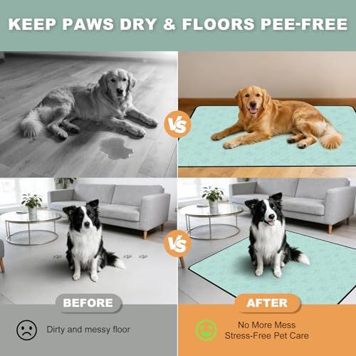 Washable Pee Pads for Dogs 1 Pack, Reusable Waterproof Leak-Proof Puppy Training Pads, Super Absorbent Non-Slip Dog Whelping Pads for Crate, Playpen, Bed & Floor (72"x72" Green)