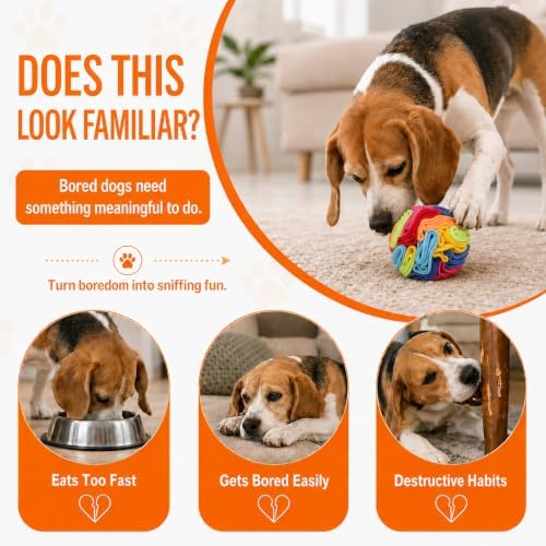 Snuffle Ball - Snuffle Ball for Small Dogs, Interactive Dog Toys to Keep Them Busy, Puppy Dog Puzzle Toy with Storage Bag Machine Washable