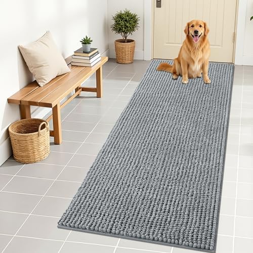 OLANLY Dog Door Mat for Muddy Paws 70x24, Extra Absorbent Chenille Mud Mat