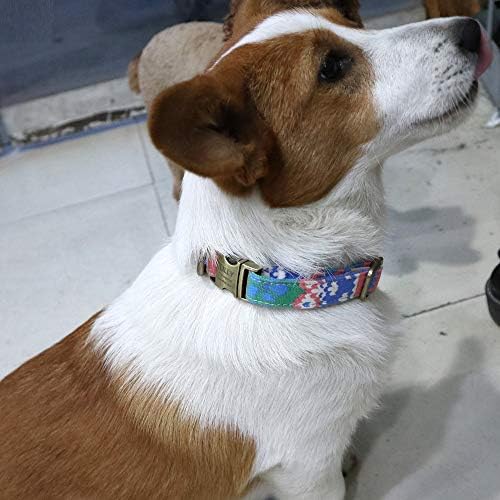 Customized Nylon Dog Collar, Personalized Dog Collar Engraved with Name and Phone Number,Adjustable ID Dog Collar with Quick-Release Buckle-(Indian-Blue,S)