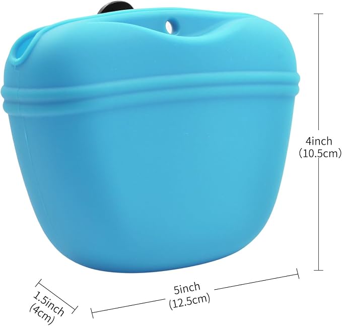 AUDWUD Silicone Dog Treat Pouch with Clicker Magnetic Closure Secure Clip | Upgraded clip keeps your treat pouch secure during training.Magnetic closure allows fast one hand access.Includes dog click