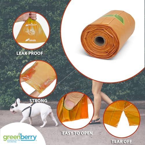 Greenbone BioBase Cat or Dog Poop Bags with Handles Tie, 18 Dispenser Rolls - 216 Bags- Large Leak Proof- Pink, Green, Orange, Blue Variety