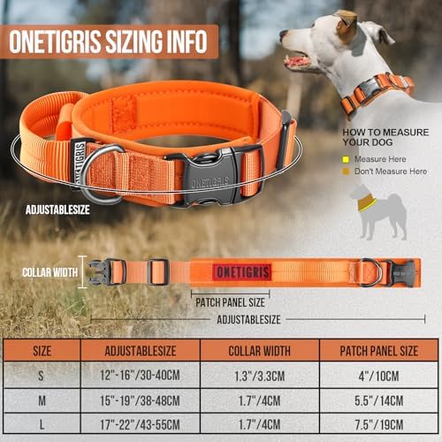 OneTigris Tough Tactical Dog Collar for Small Dogs with Handle Orange S