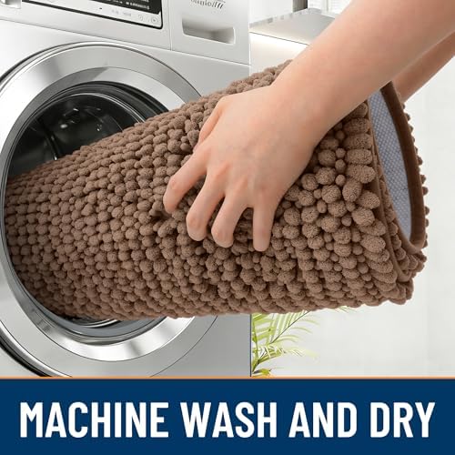 OLANLY Dog Door Mat for Muddy Paws 34x21, Extra Absorbent Chenille Mud Mat