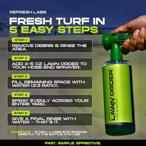 LawN Order Artificial Turf Cleaner & Odor Eliminator – Enzyme Powered, Pet & Kid Safe, Removes Pet Mess Smells (1 Gallon)