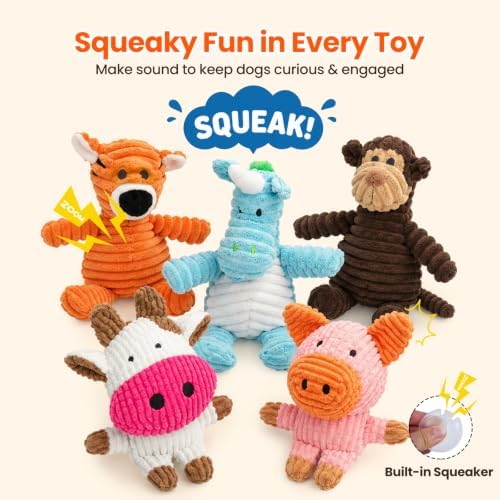 HGB 5 Pack Squeaky Dog Toys for Puppies Small Medium Dogs