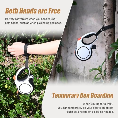 Retractable Dog Leash 26ft for Medium Large Dogs, White