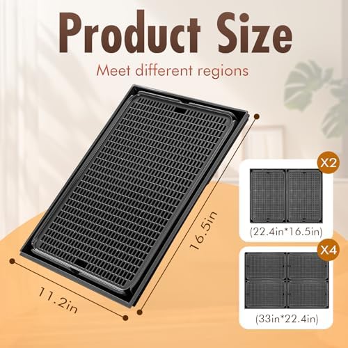2Pack Cat Litter Box Step, Cat Litter Catcher, Expandable Interlock Litter Mat, Washable Easy Clean, Waterproof & Urine Proof, Black