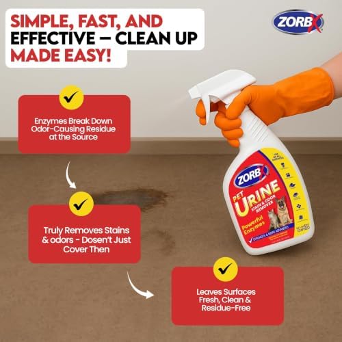 ZORBX Powerful Enzyme Pet Urine Stain & Odor Remover Spray 24 Oz