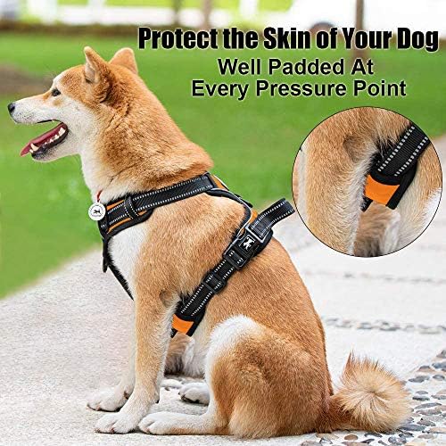 PoyPet No Pull Dog Harness Large, Reflective Vest with Front Clip & Handle