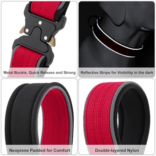 Plutus Pet Tactical Dog Collar, Reflective, for Small Medium Large Dogs