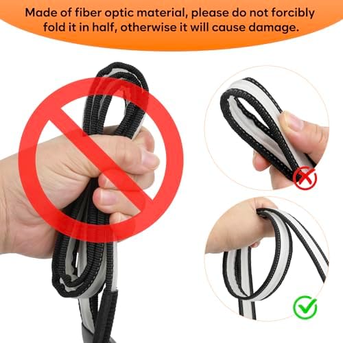 LED Dog Leash Ultra Bright, Waterproof, 7 Lighting Mode, Glow in The Dark & Reflective, Type-C Rechargeable, Battery Indicator, Carabiner Clip for Night Walking Safety, Small to Large Pets