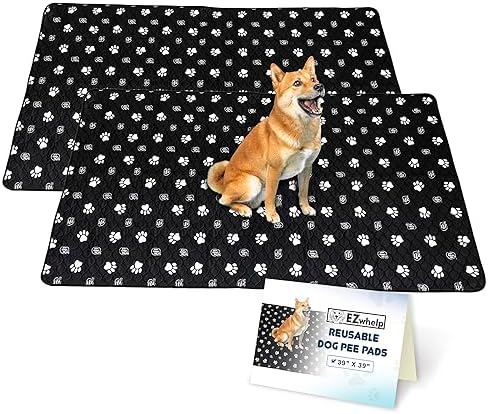 EZwhelp Reusable Dog Pee Pads, Washable Waterproof Mat 39x39 in, 2 Pack