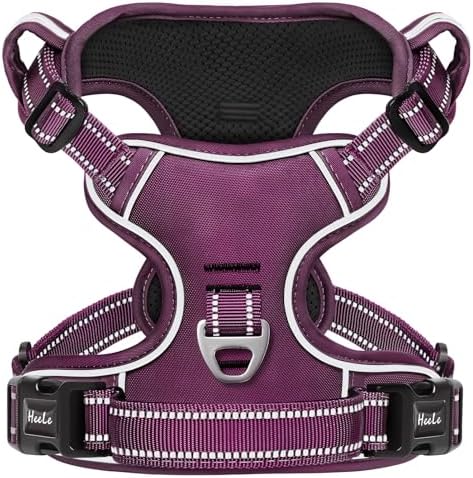 HEELE Dog Harness for Small Dogs No Pull Dog Vest Harness for Small Dog with Soft Padded Handle Reflective for Outdoor Training, Purple(Matching Trim), S