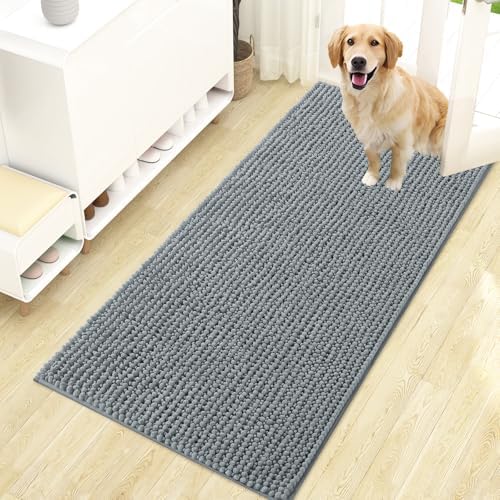 OLANLY Dog Door Mat for Muddy Paws 47x24, Extra Absorbent Chenille Mud Mat