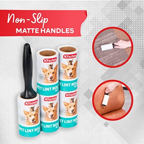 Pet Hair Lint Roller, 450 Sheets Furniture Lint Rollers for Pet Hair, 1 Heavy Duty Lint Roller for Clothes + 5 Sticky Lint Rollers Refills - Xfasten