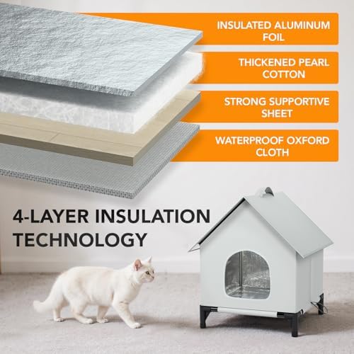 Large Cat House for Outside&Indoor,Insulated and Weatherproof,Foldable Cats Shelter, Bigger Cat House, Selfwarming Cat Shelter Large Cave Bed for Winter,Garden(22 x 22 x 26 inch,XL,Normal)