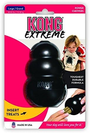 Kong Extreme Dog Toy 2-Pack, Large - Tough Chew Toys for Aggressive Chewers - Black Durable Rubber