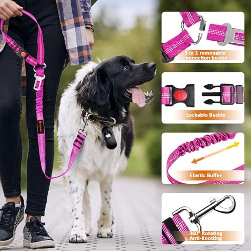 Laqibak Removable Dog Seat Belt Harness for Car, 3 in 1 Pet Seatbelt Leash