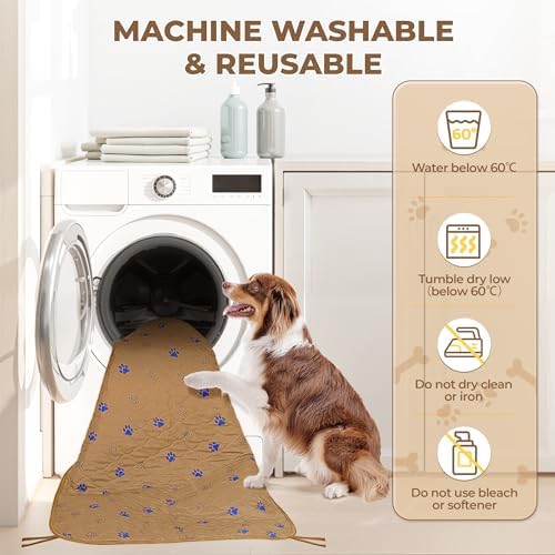 Fostanfly Washable Pee Pads for Dogs, Leak-Proof, 36"x72"-2 Pack, Brown