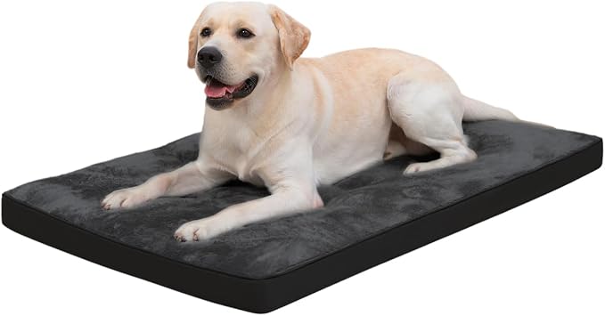 EMSLX Dog Crate Bed for Large Size Dogs, Washable Pet Bed,35"x22",Black | Anti-Slip Bottom, Machine Washable for Easy Cleaning, Dog Kennel Pad with Egg Crate Foam for Large Dogs Sleeping & Relaxing