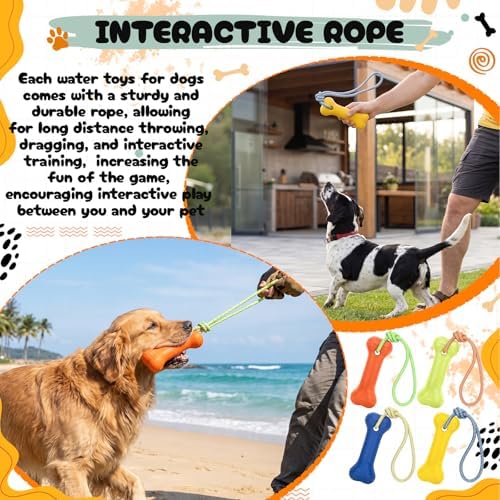 Skylety 4 Pack Floating Dog Toy with Rope Handle